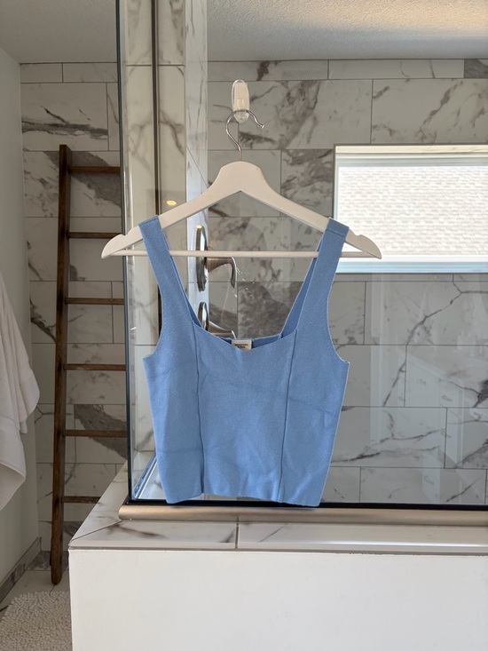 Abercrombie & Fitch Tops - ABERCROMBIE & FITCH Light Blue Women’s Square Neck Knitted Tank